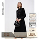 朗姿【精英衣櫥】秋季新款黑色長(cháng)裙高級感收腰襯衫連衣裙 黑色 2XL