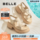 百麗（Belle）滿(mǎn)天星閃耀水鉆休閑涼鞋女厚底增高涼鞋B2666BL5 杏色 37 (235mm)