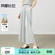 尚都比拉【5色可選】含亞麻通勤梨型身材松緊腰藏肉顯瘦九分闊腿褲空氣褲 藍色 M 100-110斤建議選擇