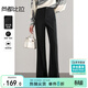 尚都比拉春秋新款休閑褲女通勤高腰顯瘦微喇叭褲氣質(zhì)百搭長(cháng)褲 雅黑色  M 