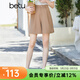betu百圖女裝短褲女夏ins風(fēng)簡(jiǎn)約多色休閑短褲女高腰闊腿褲短褲女2204T57 咖啡色 M