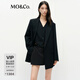 MO&Co.西裝彈力綿羊毛時(shí)裝墊肩低腰線(xiàn)boxyfit廓形權力外套摩安珂 黑色 M 165
