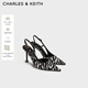 CHARLES&KEITH漆皮尖頭斑馬紋高跟涼鞋生日禮物CK1-60280477 Animal Print Natural黑色/白色 35 （225）