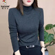 啄木鳥(niǎo)（TUCANO）半高領(lǐng)打底衫女秋冬新款時(shí)尚洋氣波浪紋燙鉆媽媽裝洋氣T恤小衫女 深灰色 L 【100一110斤】