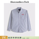 Abercrombie & Fitch美式通勤高級感府綢舒適條紋長(cháng)袖襯衫25秋冬男裝125-5223 靛藍色 XS (170/84A)