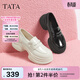他她（TATA）休閑厚底樂(lè )福鞋女鞋淺口單鞋小皮鞋秋季新款 黑色 36