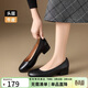 ZHR頭層牛皮女鞋春夏通勤皮鞋子女粗跟單鞋正裝職場(chǎng)工作鞋KM16黑色37