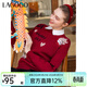 LAGOGO圓領(lǐng)套頭寬松慵懶風(fēng)毛衣女拉谷谷春季新款酒紅色圖案針織衫 酒紅色(H3) S 155/36