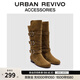 URBAN REVIVO冬季新款女士流光風(fēng)真皮長(cháng)靴UAYS50111 咖棕 38