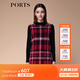 PORTS寶姿秋冬新品女裝長(cháng)袖拼色方格針織連衣裙SM9K207NZF009 傾慕紅混色 S