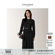 玖姿·安娜蔻法式復古風(fēng)假兩件拼接金銀絲針織連衣裙女2025冬季新款 素黑 S