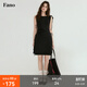 fano studios范洛Fano 小黑裙針織連衣裙女夏顯瘦設計感小眾不對稱(chēng)抽繩小個(gè)子 黑色第二批 M