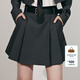 仿佛FF仿佛2025年春季新款斜紋灰色半身裙女百褶裙a字高腰設計感短裙 亮灰色 M (165)