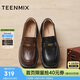 天美意粗跟樂(lè )福鞋女單鞋上班通勤小皮鞋