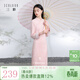三彩【春山遠黛】2026春季新款立領(lǐng)旗袍連衣裙A字裙九分袖長(cháng)裙C 淺粉 XL 170/92A
