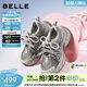 百麗（Belle）周雨彤同款藍鯨高幫老爹鞋女26夏新款商場(chǎng)厚底休閑鞋E8X1DAM6預售 灰色低幫-單里 36