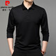 皮爾卡丹t恤男士長(cháng)袖春秋季高檔桑蠶絲polo衫中年爸爸商務(wù)男裝翻領(lǐng)打底衫