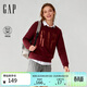 蓋璞（GAP）女裝冬季經(jīng)典款logo膠印抓絨寬松衛衣休閑時(shí)尚上衣美版800444