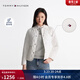 Tommy Hilfiger【防潑水】秋冬女裝通勤收腰菱格翻領(lǐng)輕薄白色棉服夾克外套 白色YBL S （推薦：100-115斤）