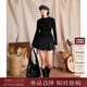 西町村屋印花網(wǎng)紗飄帶短裙女裝春季新款復古百搭半身裙XHAA10393 灰色 均碼