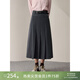 自巧（ZIQIAO）小個(gè)子高腰顯瘦半身裙女秋裝新款遮胯百褶裙休閑長(cháng)款裙子 瓦罐灰 S （3碼）