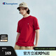 Champion冠軍情侶純棉夏季短袖T恤2025春季新款男刺繡小C美式潮牌 紅色 M