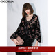 COCOBELLA奢感新中式燒花絲絨上衣女蕾絲拼接雅致襯衣SR7050 游園驚夢(mèng) M