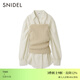 SNIDEL秋冬時(shí)尚長(cháng)袖裙擺襯衫針織背心兩件套SWNT234183 橄欖綠 均碼 （F）