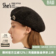 She's茜子巴比耶優(yōu)雅小香風(fēng)秋冬貝雷帽小眾設計優(yōu)雅帽子百搭畫(huà)家帽女帽 黑色G0 均碼 M(56-58cm)
