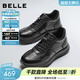 百麗（Belle）高幫休閑皮鞋男冬季新款牛皮厚底商務(wù)運動(dòng)鞋加絨A2220DD5 黑色-單里 41 (255mm)