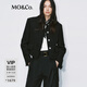 MO&Co.外套含綿羊毛羊駝毛圈圈紗粗呢墊肩短款摩安珂 黑色 S /160