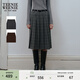 Teenie Weenie小熊女裝半身裙秋冬季休閑氣質(zhì)優(yōu)雅格紋中長(cháng)百褶裙 煤灰色 XS