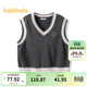 巴拉巴拉（BALABALA）兒童馬甲女童背心春裝中大童針織內搭時(shí)尚百搭精致繡花 黑色調00399 165