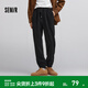 森馬（Semir）休閑褲男肌理感燈芯絨長(cháng)褲冬季時(shí)尚拼接抽繩束腳褲子錐形百搭 黑色90001 L