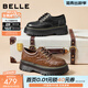 百麗（Belle）復古抓皺牛津鞋女牛皮厚底增高休閑單鞋小皮鞋B2779AM6預售 棕色 37 (235mm)