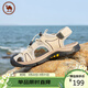駱駝牌 戶(hù)外休閑涼鞋透氣男士皮涼鞋包頭沙灘鞋 P13M309002 米白 38