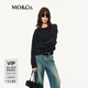 MO&Co.毛衣織針衫摩安珂春秋假兩件含綿羊毛燙鉆短款寬松 深花灰色 XS /155