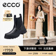 愛(ài)步（ECCO）短靴女 高端品牌簡(jiǎn)約通勤厚底增高切爾西靴 革新214793 黑色37