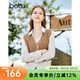 百圖betu女裝秋季新款襯衫假兩件氣質(zhì)襯衫拼接針織衫女2308T28 焦糖色 L