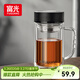富光高硼硅玻璃杯大容量帶茶隔水杯便攜帶把辦公泡茶杯子辦公杯雙層