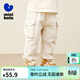 迷你巴拉【吸濕速干兒童工裝褲】男童寶寶時(shí)尚大口袋棉柔長(cháng)褲 淺卡其50311 110