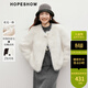 紅袖（hopeshow）輕熟風(fēng)千金氣質(zhì)皮草2025冬季新款女裝環(huán)保仿貂毛金屬扣圓領(lǐng)短外套 米白004 S