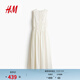 H&M2026春季新款女裝刺繡亞麻混紡連衣裙1332787 白色 M 165/96