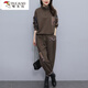啄木鳥(niǎo)中老年媽媽休閑運動(dòng)時(shí)尚套裝女2025春秋新款洋氣減齡哈倫褲兩件套 咖啡色套裝 L建議105-120斤