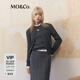 MO&Co.針織衫開(kāi)衫輕暖山羊絨一體織LOGO正肩短款打底單穿摩安珂 深花灰色-第2批 L 170