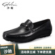 沙馳男鞋夏季皮鞋英倫商務(wù)休閑鞋軟皮軟底駕車(chē)鞋輕便豆豆鞋一腳蹬 黑色 41 歐碼，偏大一碼