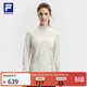 FILA 斐樂(lè )官方女子針織長(cháng)袖衫2025冬季新款健身運動(dòng)加絨基礎上衣 芷靡白-IV L 170/88A/L