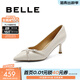 百麗（Belle）交叉細帶尖頭高跟鞋女鞋商場(chǎng)同款細跟舒適羊皮單鞋B5B1DCQ4 米白 36 (230mm)