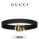 GUCCI古馳GG Marmont系列閃亮帶扣牛皮革腰帶4厘米寬[禮物] 黑色 95cm