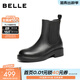百麗（Belle）復古切爾西靴女冬季新款商場(chǎng)同款真皮粗跟休閑短靴E8M1DDZ5 黑色-單里 39